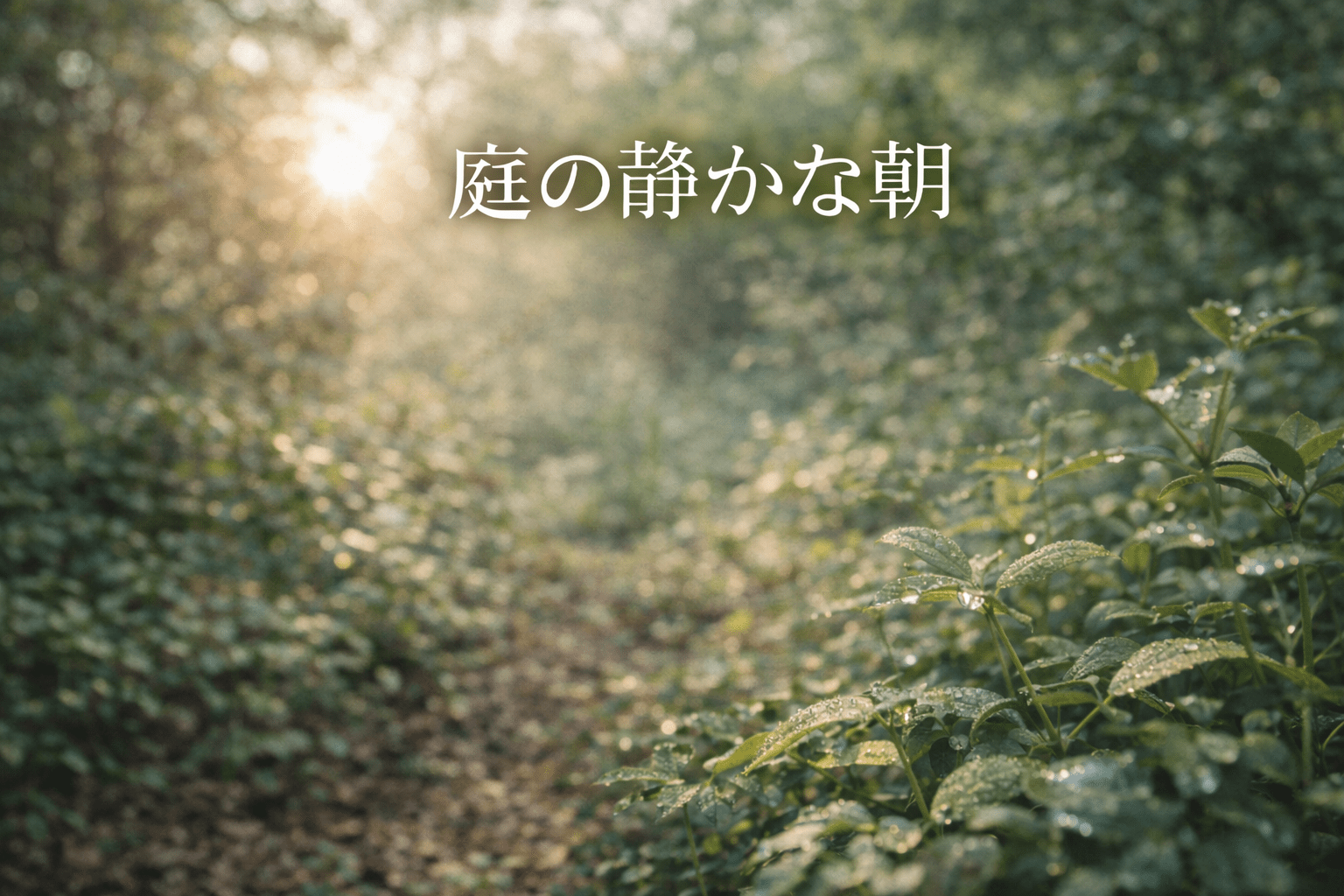 庭の静かな朝
