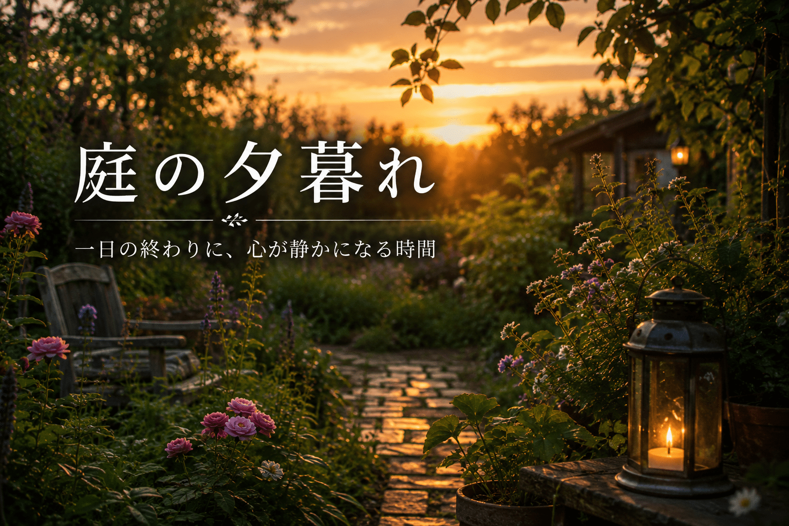 庭の夕暮れ
